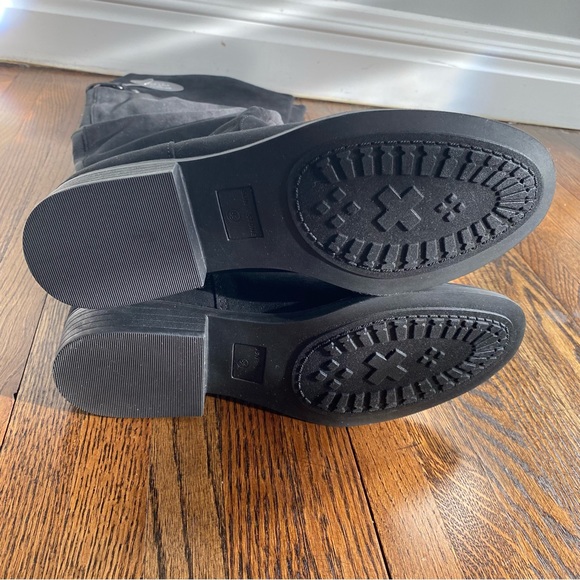 SUN + STONE Allicce Wide-Calf Over-The-Knee Boots in black micro faux Suede 8.5M - Picture 5 of 7